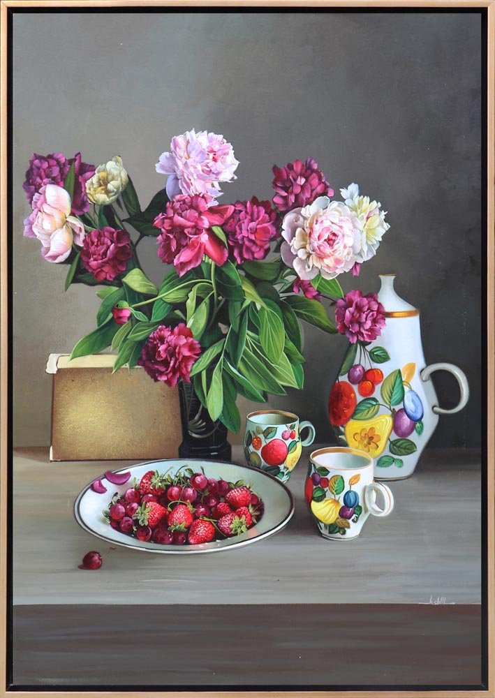 Karanfil Kokulu Çay Saati Siparişe Özel Yağlı Boya Tablo