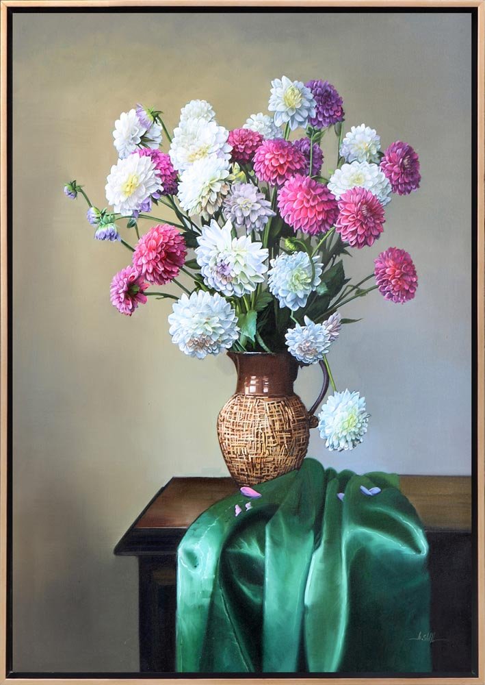 Vazodaki Yıldız Çiçekleri Siparişe Özel Yağlı Boya Tablo