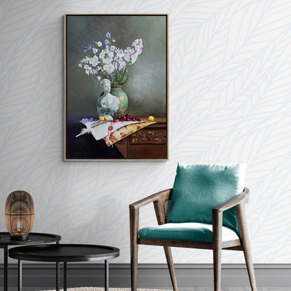 Heykel ve Çan Çiçeklerinin Ahengi Siparişe Özel Yağlı Boya Tablo