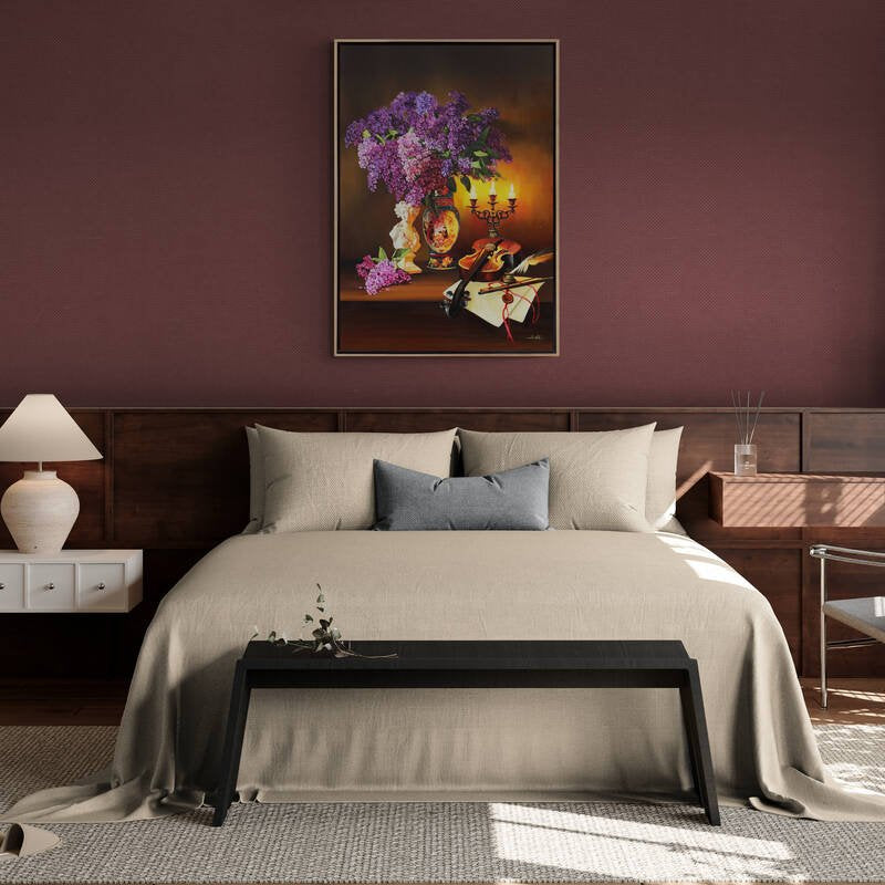 Mum Işığında Leylakların Masalı Siparişe Özel Yağlı Boya Tablo