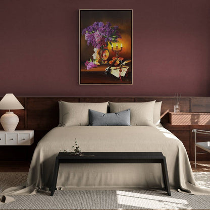 Mum Işığında Leylakların Masalı Siparişe Özel Yağlı Boya Tablo