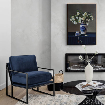 Çini Vazoda Beyaz Güller Siparişe Özel Yağlı Boya Tablo