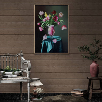 Vazodaki Laleler Siparişe Özel Yağlı Boya Tablo