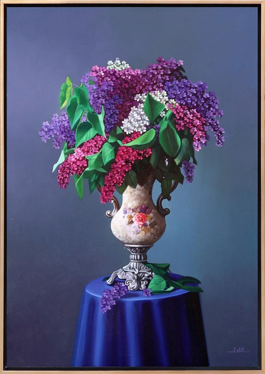 Vazodaki Leylaklar Siparişe Özel Yağlı Boya Tablo