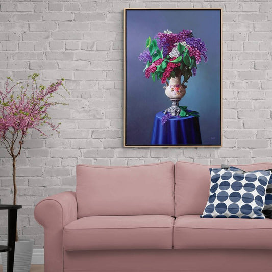 Vazodaki Leylaklar Siparişe Özel Yağlı Boya Tablo