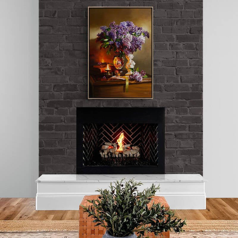 Mum Işığında Vazodaki Leylaklar ve Huzur Siparişe Özel Yağlı Boya Tablo