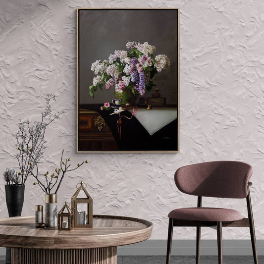 Doğanın Zarafeti Vazo İçindeki Leylaklar Siparişe Özel Yağlı Boya Tablo