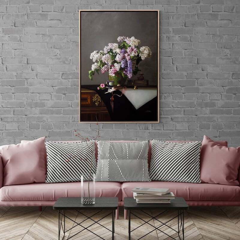 Doğanın Zarafeti Vazo İçindeki Leylaklar Siparişe Özel Yağlı Boya Tablo