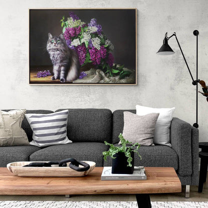 Sepette Renkli Leylaklar ve Kedi Siparişe Özel Yağlı Boya Tablo