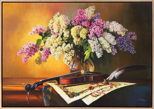 Kemanın Melodisiyle Leylaklar Siparişe Özel Yağlı Boya Tablo