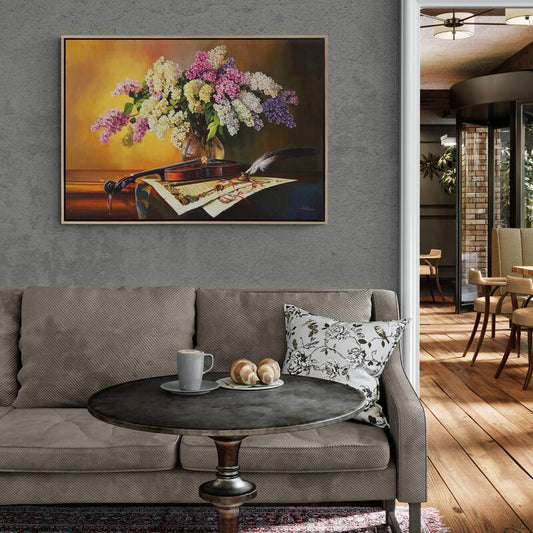 Kemanın Melodisiyle Leylaklar Siparişe Özel Yağlı Boya Tablo