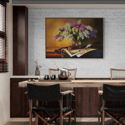 Kemanın Melodisiyle Leylaklar Siparişe Özel Yağlı Boya Tablo