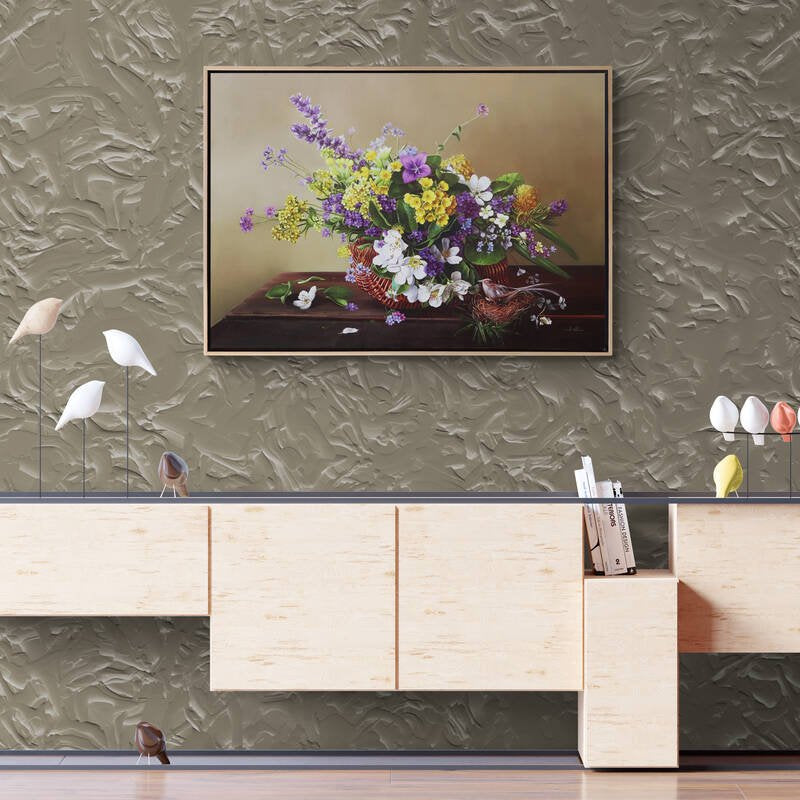 Sepette Kır Çiçekleri Siparişe Özel Yağlı Boya Tablo