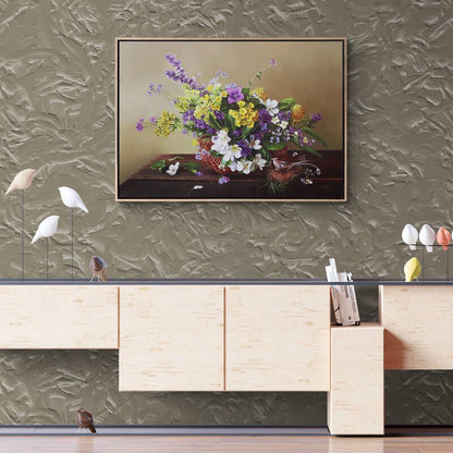 Sepette Kır Çiçekleri Siparişe Özel Yağlı Boya Tablo