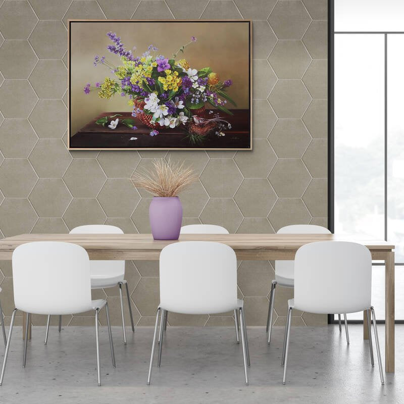 Sepette Kır Çiçekleri Siparişe Özel Yağlı Boya Tablo