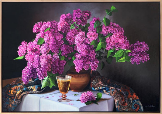 Vazoda Pembe Leylaklar Siparişe Özel Yağlı Boya Tablo