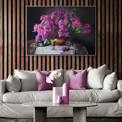 Vazoda Pembe Leylaklar Siparişe Özel Yağlı Boya Tablo