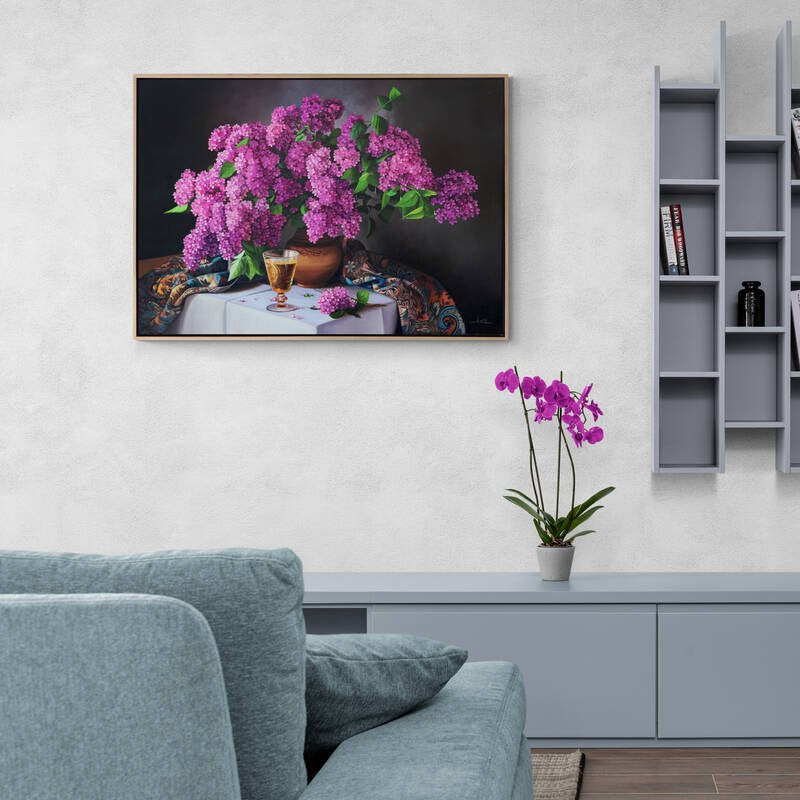 Vazoda Pembe Leylaklar Siparişe Özel Yağlı Boya Tablo