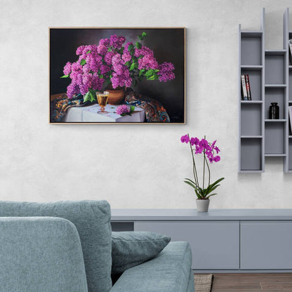 Vazoda Pembe Leylaklar Siparişe Özel Yağlı Boya Tablo