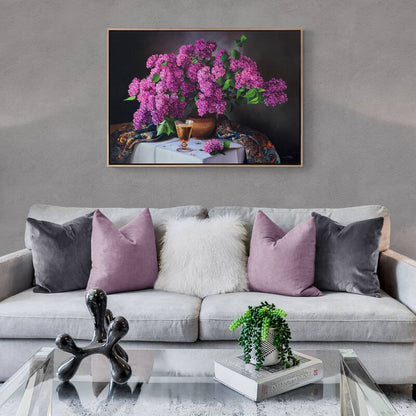 Vazoda Pembe Leylaklar Siparişe Özel Yağlı Boya Tablo