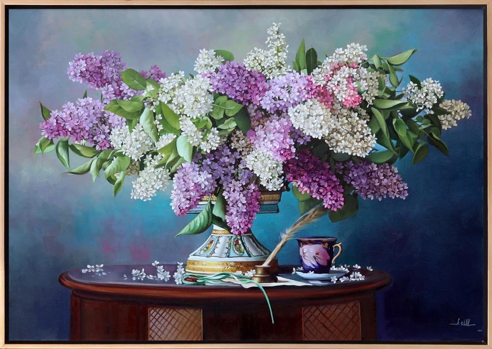 Leylaklarla Dolu Vazo Siparişe Özel Yağlı Boya Tablo