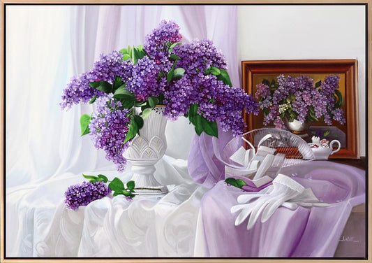 Leylaklar ve Porselen Vazo Siparişe Özel Yağlı Boya Tablo