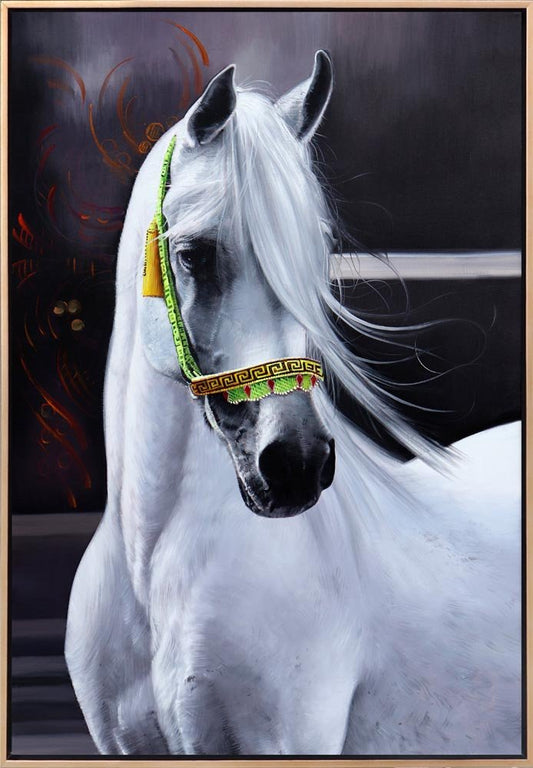 Beyaz Atın İfadesi Siparişe Özel Yağlı Boya Tablo