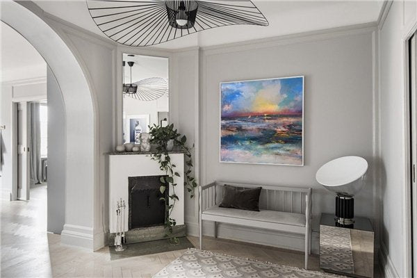 Renkli Dalgalar Siparişe Özel Soyut Yağlı Boya Tablo