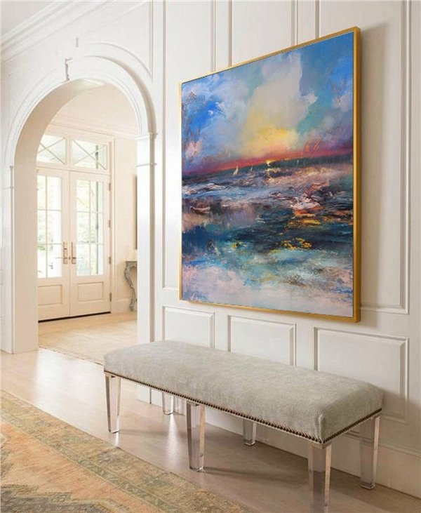 Renkli Dalgalar Siparişe Özel Soyut Yağlı Boya Tablo