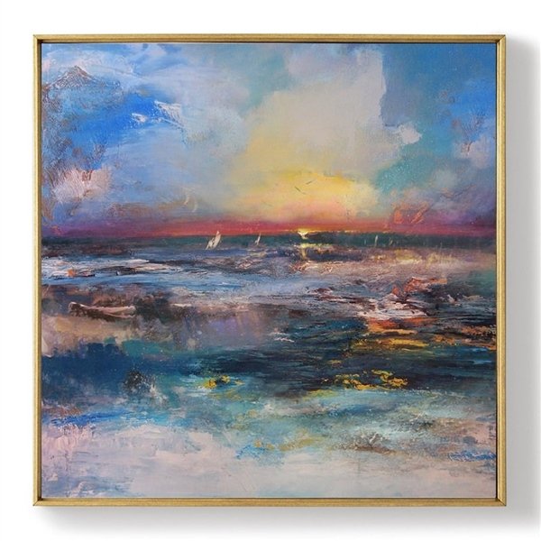 Renkli Dalgalar Siparişe Özel Soyut Yağlı Boya Tablo