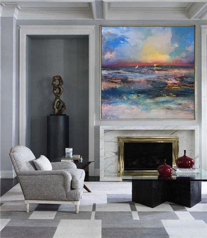 Renkli Dalgalar Siparişe Özel Soyut Yağlı Boya Tablo