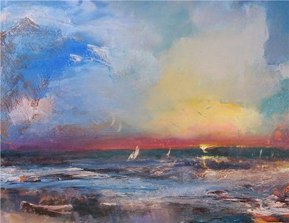 Renkli Dalgalar Siparişe Özel Soyut Yağlı Boya Tablo