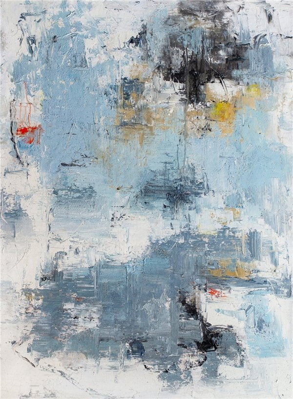 Mavi Beyaz Siparişe Özel Soyut Yağlı Boya Tablo