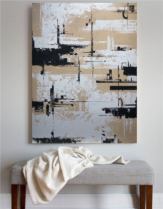 Kahve Tonu ve Siyah Siparişe Özel Soyut Yağlı Boya Tablo