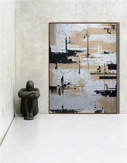 Kahve Tonu ve Siyah Siparişe Özel Soyut Yağlı Boya Tablo