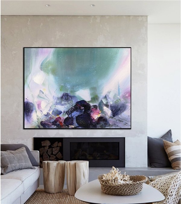 Mavi Pembe Modern Siparişe Özel Soyut Yağlı Boya Tablo