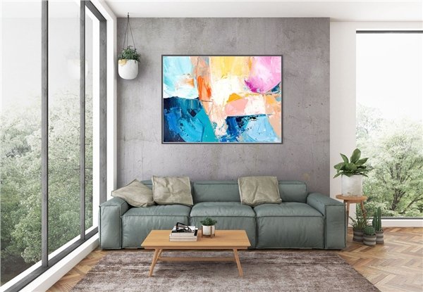 Modern Renkler Siparişe Özel Soyut Yağlı Boya Tablo