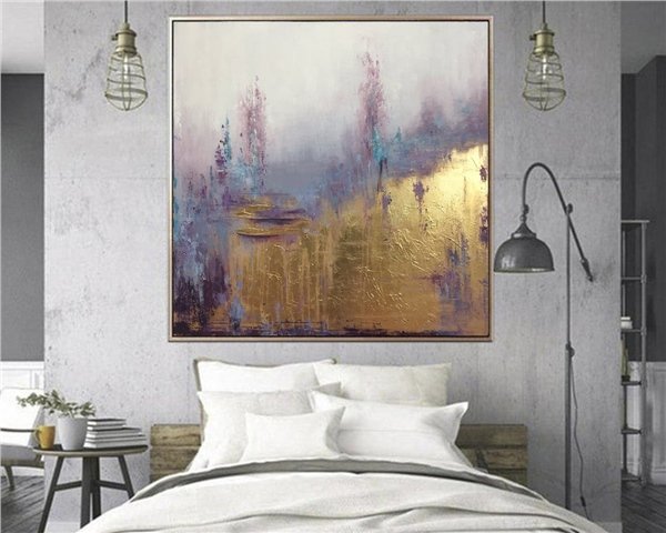 Mor ve Altın Orman Siparişe Özel Soyut Yağlı Boya Tablo