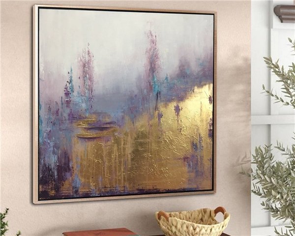 Mor ve Altın Orman Siparişe Özel Soyut Yağlı Boya Tablo