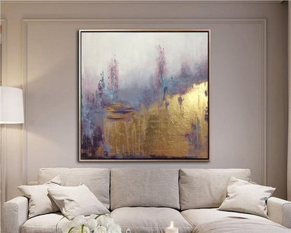 Mor ve Altın Orman Siparişe Özel Soyut Yağlı Boya Tablo