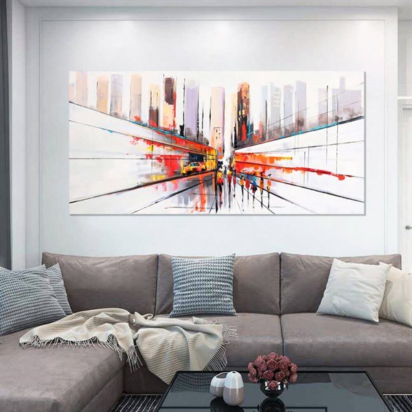 Şehir Sokak İnsanlar Siparişe Özel Soyut Yağlı Boya Tablo