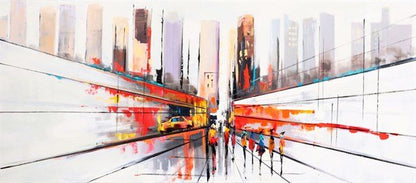 Şehir Sokak İnsanlar Siparişe Özel Soyut Yağlı Boya Tablo