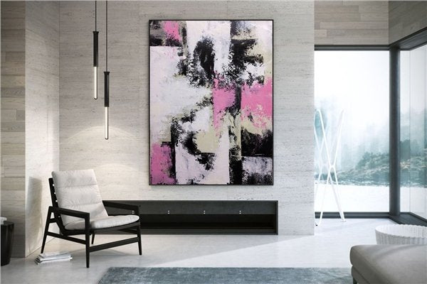 Pembe Siyah Siparişe Özel Soyut Yağlı Boya Tablo