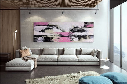 Pembe Siyah Siparişe Özel Soyut Yağlı Boya Tablo