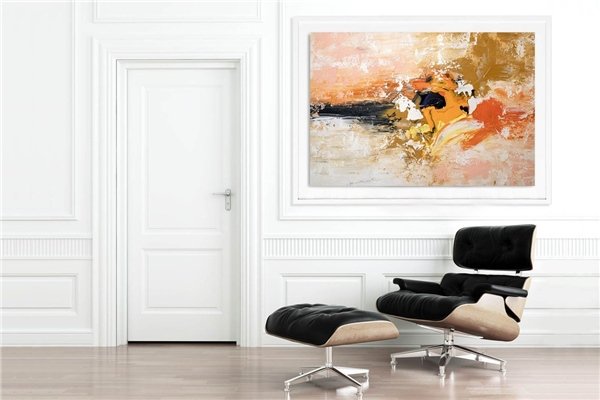Turuncu ve Bronz Siparişe Özel Soyut Yağlı Boya Tablo