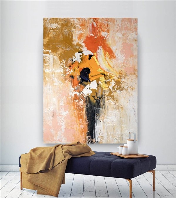 Turuncu ve Bronz Siparişe Özel Soyut Yağlı Boya Tablo
