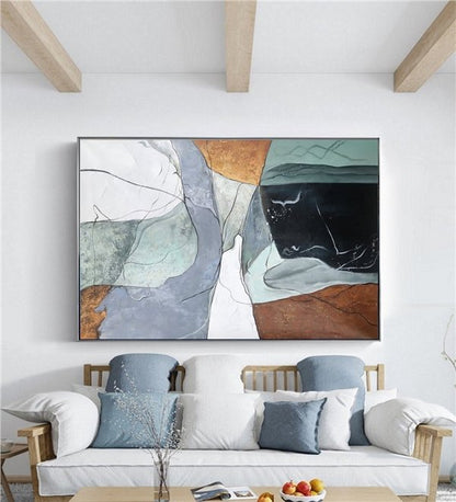 İskandinav Geometrik Renk Siparişe Özel Soyut Yağlı Boya Tablo