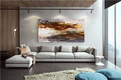 Kahverengi ve Sarı Siparişe Özel Soyut Yağlı Boya Tablo