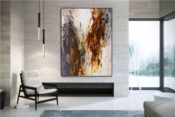 Kahverengi ve Sarı Siparişe Özel Soyut Yağlı Boya Tablo