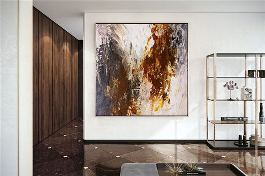 Kahverengi ve Sarı Siparişe Özel Soyut Yağlı Boya Tablo